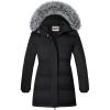 WULFUL Girl’s Winter Long Coats Hooded Parka Kids Warm Puffer Jacket(Black)