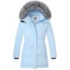 WULFUL Girl’s Winter Long Coats Hooded Parka Kids Warm Puffer Jacket(Light Blue)