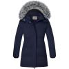 WULFUL Girl’s Winter Long Coats Hooded Parka Kids Warm Puffer Jacket(Navy)