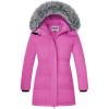 WULFUL Girl’s Winter Long Coats Hooded Parka Kids Warm Puffer Jacket(Rose Red)