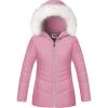 WULFUL Girl’s Winter Parka Coat Long Hooded Waterproof Warm Fleece Puffer Jacket(Coral)