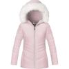 WULFUL Girl’s Winter Parka Coat Long Hooded Waterproof Warm Fleece Puffer Jacket(Light Pink)