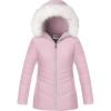 WULFUL Girl’s Winter Parka Coat Long Hooded Waterproof Warm Fleece Puffer Jacket(Pink)