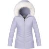 WULFUL Girl’s Winter Parka Coat Long Hooded Waterproof Warm Fleece Puffer Jacket(Purple)