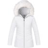 WULFUL Girl’s Winter Parka Coat Long Hooded Waterproof Warm Fleece Puffer Jacket(White)