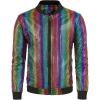 WULFUL Kids Boys Varsity Bomber Jacket 70s Disco Costume Party Sequin Metallic Jackets(Multicolored)