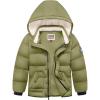 WULFUL Kids Boy’s Winter Coat Detachable Hat Puffer Windbreaker Warm Cotton Jacket Parka Down Outdoor Coats(Army Green)