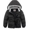 WULFUL Kids Boy’s Winter Coat Detachable Hat Puffer Windbreaker Warm Cotton Jacket Parka Down Outdoor Coats(Black)