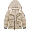 WULFUL Kids Boy’s Winter Coat Detachable Hat Puffer Windbreaker Warm Cotton Jacket Parka Down Outdoor Coats(Brown)