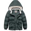 WULFUL Kids Boy’s Winter Coat Detachable Hat Puffer Windbreaker Warm Cotton Jacket Parka Down Outdoor Coats(Dark Gray)