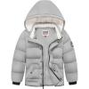 WULFUL Kids Boy’s Winter Coat Detachable Hat Puffer Windbreaker Warm Cotton Jacket Parka Down Outdoor Coats(Grey)