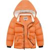 WULFUL Kids Boy’s Winter Coat Detachable Hat Puffer Windbreaker Warm Cotton Jacket Parka Down Outdoor Coats(Orange)