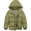WULFUL Kids Boy’s Winter Coat Hooded Puffer Windbreaker Warm Cotton Jacket Parka Down Outdoor Coats(Army Green)