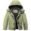 WULFUL Kid’s Waterproof Ski Jacket Warm Fleece Hooded Boy’s and Girl’s Winter Snow Coat Outwear,Windproof RainCoat(Army Green)