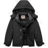 WULFUL Kid’s Waterproof Ski Jacket Warm Fleece Hooded Boy’s and Girl’s Winter Snow Coat Outwear,Windproof RainCoat(Black)