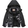 WULFUL Kid’s Waterproof Ski Jacket Warm Fleece Hooded Boy’s and Girl’s Winter Snow Coat Outwear,Windproof RainCoat(Black Camouflage)