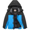 WULFUL Kid’s Waterproof Ski Jacket Warm Fleece Hooded Boy’s and Girl’s Winter Snow Coat Outwear,Windproof RainCoat(Black Navy)