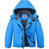 WULFUL Kid’s Waterproof Ski Jacket Warm Fleece Hooded Boy’s and Girl’s Winter Snow Coat Outwear,Windproof RainCoat(Blue)