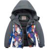 WULFUL Kid’s Waterproof Ski Jacket Warm Fleece Hooded Boy’s and Girl’s Winter Snow Coat Outwear,Windproof RainCoat(Grey Camouflage)
