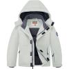 WULFUL Kid’s Waterproof Ski Jacket Warm Fleece Hooded Boy’s and Girl’s Winter Snow Coat Outwear,Windproof RainCoat(Light Gray)