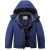 WULFUL Kid’s Waterproof Ski Jacket Warm Fleece Hooded Boy’s and Girl’s Winter Snow Coat Outwear,Windproof RainCoat(Navy)