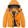 WULFUL Kid’s Waterproof Ski Jacket Warm Fleece Hooded Boy’s and Girl’s Winter Snow Coat Outwear,Windproof RainCoat(Orange)