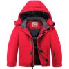 WULFUL Kid’s Waterproof Ski Jacket Warm Fleece Hooded Boy’s and Girl’s Winter Snow Coat Outwear,Windproof RainCoat(Red)