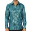 WULFUL Men Dress Shirt Sequins Long Sleeve Button Down Shirt Luxury Disco Party Nightclub Christmas Prom Costume(Blue033)