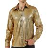WULFUL Men Dress Shirt Sequins Long Sleeve Button Down Shirt Luxury Disco Party Nightclub Christmas Prom Costume(Gold0155)