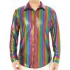 WULFUL Men Dress Shirt Sequins Long Sleeve Button Down Shirt Luxury Disco Party Nightclub Christmas Prom Costume(Multicolor01)