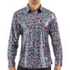 WULFUL Men Dress Shirt Sequins Long Sleeve Button Down Shirt Luxury Disco Party Nightclub Christmas Prom Costume(Multicolor022)