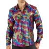 WULFUL Men Dress Shirt Sequins Long Sleeve Button Down Shirt Luxury Disco Party Nightclub Christmas Prom Costume(Multicolor023)