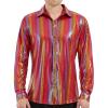 WULFUL Men Dress Shirt Sequins Long Sleeve Button Down Shirt Luxury Disco Party Nightclub Christmas Prom Costume(Multicolor035)