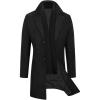 WULFUL Men Wool Trench Coat Slim Fit Winter Coat(Black)