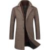 WULFUL Men Wool Trench Coat Slim Fit Winter Coat(Coffee Plaid)