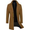 WULFUL Men Wool Trench Coat Slim Fit Winter Coat(Dark Brown)