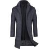 WULFUL Men Wool Trench Coat Slim Fit Winter Coat(Grey Plaid)