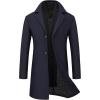 WULFUL Men Wool Trench Coat Slim Fit Winter Coat(Navy)