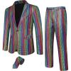 WULFUL Men’s 2 Piece Disco Outfit 70s Costume Sequin Jacket and Pants Halloween Party Prom Suits with Tie