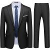 WULFUL Men’s 2 Piece Slim Fit Suit Set One Button Blazer Jacket Pants Tuxedo Set for Party, Wedding and Business(Black)