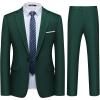 WULFUL Men’s 2 Piece Slim Fit Suit Set One Button Blazer Jacket Pants Tuxedo Set for Party, Wedding and Business(Blackish Green)