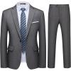 WULFUL Men’s 2 Piece Slim Fit Suit Set One Button Blazer Jacket Pants Tuxedo Set for Party, Wedding and Business(Dark Grey)