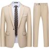 WULFUL Men’s 2 Piece Slim Fit Suit Set One Button Blazer Jacket Pants Tuxedo Set for Party, Wedding and Business(Light Brown)