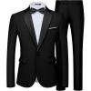 WULFUL Men’s 2 Piece Slim Fit Suit Set One Button Blazer Jacket Pants Tuxedo Set for Prom, Wedding and Business(Black)