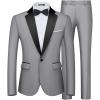 Light Grey- Black Lapel