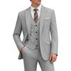 WULFUL Men’s 3 Piece Slim Fit Suit Set One Button Blazer Jacket Pants Tuxedo Set for Party Wedding and Business(Light Grey)