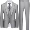 WULFUL Men’s 3 Piece Slim Fit Suit Set One Button Blazer Jacket Pants Tuxedo Set(Light Gray)