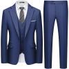 WULFUL Men’s 3 Piece Slim Fit Suit Set One Button Blazer Jacket Pants Tuxedo Set(Navy)