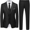 WULFUL Men’s 3 Piece Slim Fit Suit Set Two Button Blazer Jacket Vest Pants Tuxedo Set for Party, Wedding and Business(Black)