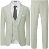 WULFUL Men’s 3 Piece Slim Fit Suit Set Two Button Blazer Jacket Vest Pants Tuxedo Set for Party, Wedding and Business(Celery Green)